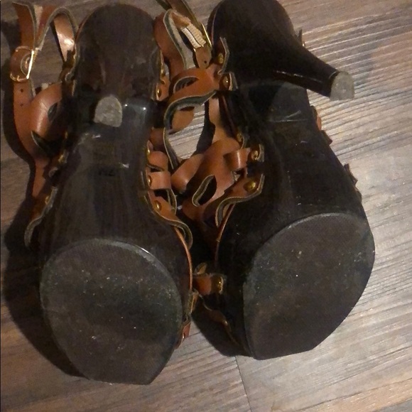 Brown Summer Sandals Heels Size 7 - Picture 5 of 8